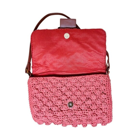 Red Pom Pom Boho Shoulder Bag Casual - Picture 3 of 6